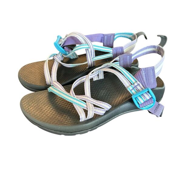 Chaco Sandals Size 4 ZX/1 EcoTread Sandal Big Kid Vary Purple Rose Double Strap - Picture 4 of 10